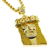 14K Gold Plated Jesus Head Dazzling Glitter Rope Chain Necklace 24"