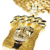 14K Gold Plated Jesus Head Dazzling Glitter Rope Chain Necklace 24"