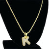 14K Gold Plated K Letter Micro Chain Rope Necklace