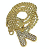 14K Gold Plated K Letter Micro Chain Rope Necklace