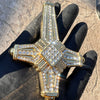 14k Gold Plated Latin Cross Hip Hop Pendant Silver Tone Iced Bling Out CZ 5"