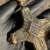 14k Gold Plated Latin Cross Hip Hop Pendant Silver Tone Iced Bling Out CZ 5"