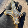 14k Gold Plated Latin Cross Hip Hop Pendant Silver Tone Iced Bling Out CZ 5"