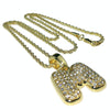 14K Gold Plated M Letter Micro Chain Rope Necklace