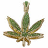 14K Gold Plated Marijuana Weed Leaf Green Iced Flooded Out Pendant