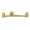 14K Gold Plated Marijuana Weed Leaf Top Teeth Iced Bar Grillz