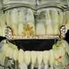 14K Gold Plated Marijuana Weed Leaf Top Teeth Iced Bar Grillz