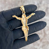 14K Gold Plated Matte Jesus Pendant Hanging Body Cross Crucifix 2.5"