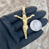 14K Gold Plated Matte Jesus Pendant Hanging Body Cross Crucifix 2.5"