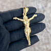 14K Gold Plated Matte Jesus Pendant Hanging Body Cross Crucifix 2.5"