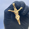 14K Gold Plated Matte Jesus Pendant Hanging Body Cross Crucifix 2.5"