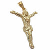 14K Gold Plated Matte Jesus Pendant Hanging Body Cross Crucifix 2.5"