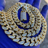 14K Gold Plated Miami Cuban Chain Necklace Iced CZ 24" x 12MM