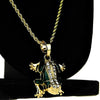 14k Gold Plated Micro Green Frog Rope Chain Necklace 24"