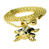 14k Gold Plated Micro Green Frog Rope Chain Necklace 24"