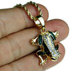 14k Gold Plated Micro Green Frog Rope Chain Necklace 24"