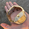 14k Gold Plated "Million Dollar" Watch Baguettes Iced Flooded Out 8"
