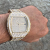 14k Gold Plated "Million Dollar" Watch Baguettes Iced Flooded Out 8"