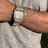 14k Gold Plated "Million Dollar" Watch Baguettes Iced Flooded Out 8"