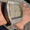 14k Gold Plated "Million Dollar" Watch Baguettes Iced Flooded Out 8"