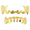 14K Gold Plated Notched Fangs 4-Open Curved Set