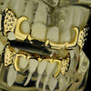 14K Gold Plated Notched Fangs 4-Open Curved Set