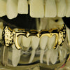 14K Gold Plated Notched Fangs Bottom 4-Open Curved Grillz