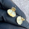 14k Gold Plated Nugget Round Shape Stud Earrings Big Size 14MM