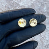 14k Gold Plated Nugget Round Shape Stud Earrings Big Size 14MM