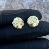 14k Gold Plated Nugget Round Shape Stud Earrings Big Size 14MM