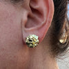 14k Gold Plated Nugget Round Shape Stud Earrings Big Size 14MM