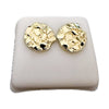 14k Gold Plated Nugget Round Shape Stud Earrings Big Size 14MM