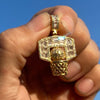 14K Gold Plated on 925 Sterling Silver Basketball Hoop Iced Pendant Flooded Out CZ