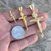 14K Gold Plated on Solid 925 Sterling Silver Jesus Crucifix Cross Shiny Pendant