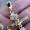 14K Gold Plated on Solid 925 Sterling Silver Jesus Crucifix Cross Shiny Pendant