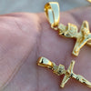 14K Gold Plated on Solid 925 Sterling Silver Jesus Crucifix Cross Shiny Pendant