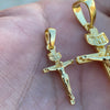 14K Gold Plated on Solid 925 Sterling Silver Jesus Crucifix Cross Shiny Pendant