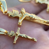 14K Gold Plated on Solid 925 Sterling Silver Jesus Crucifix Cross Shiny Pendant