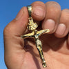 14K Gold Plated on Solid 925 Sterling Silver Jesus Crucifix Cross Shiny Pendant