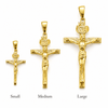 14K Gold Plated on Solid 925 Sterling Silver Jesus Crucifix Cross Shiny Pendant