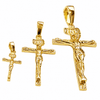 14K Gold Plated on Solid 925 Sterling Silver Jesus Crucifix Cross Shiny Pendant