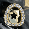 14K Gold Plated Open Top Tooth Iced CZ Single Cap Grillz