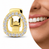 14K Gold Plated Open Top Tooth Iced CZ Single Cap Grillz