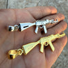 14k Gold Plated or Solid 925 Silver Oxidized AK-47 Big Gun Pendant 3.25"
