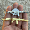 14k Gold Plated or Solid 925 Silver Oxidized AK-47 Big Gun Pendant 3.25"