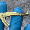 14k Gold Plated or Solid 925 Silver Oxidized AK47 Big Gun Pendant 3.5"