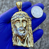 14k Gold Plated over 925 Silver 2.5" Real Diamonds Jesus Pendant