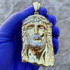 14k Gold Plated over 925 Silver 2.5" Real Diamonds Jesus Pendant