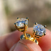 14K Gold Plated over 925 Silver 2CT TW Moissanite Stud Earrings Pass Diamond Tester 6.5MM