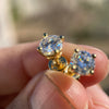 14K Gold Plated over 925 Silver 2CT TW Moissanite Stud Earrings Pass Diamond Tester 6.5MM